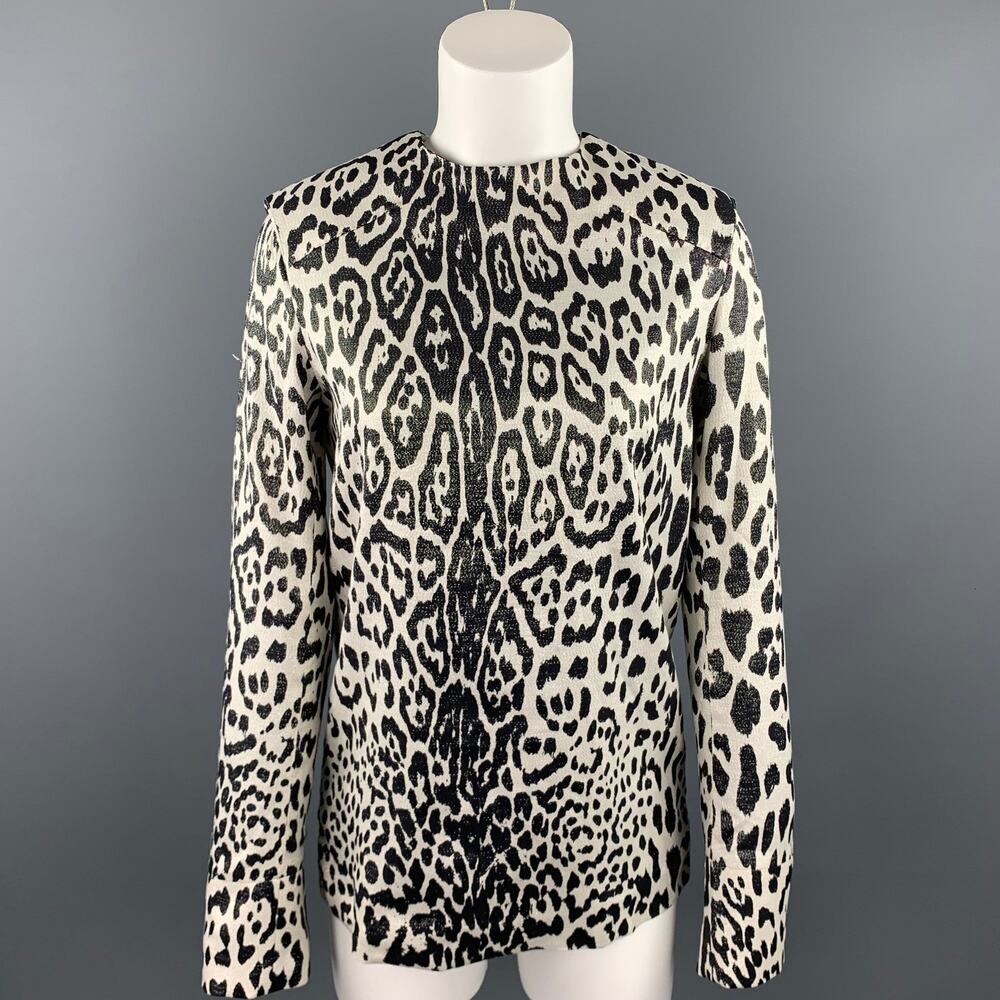 HAIDER ACKERMANN Silver & Black Leopard Print Silk Blend Blouse